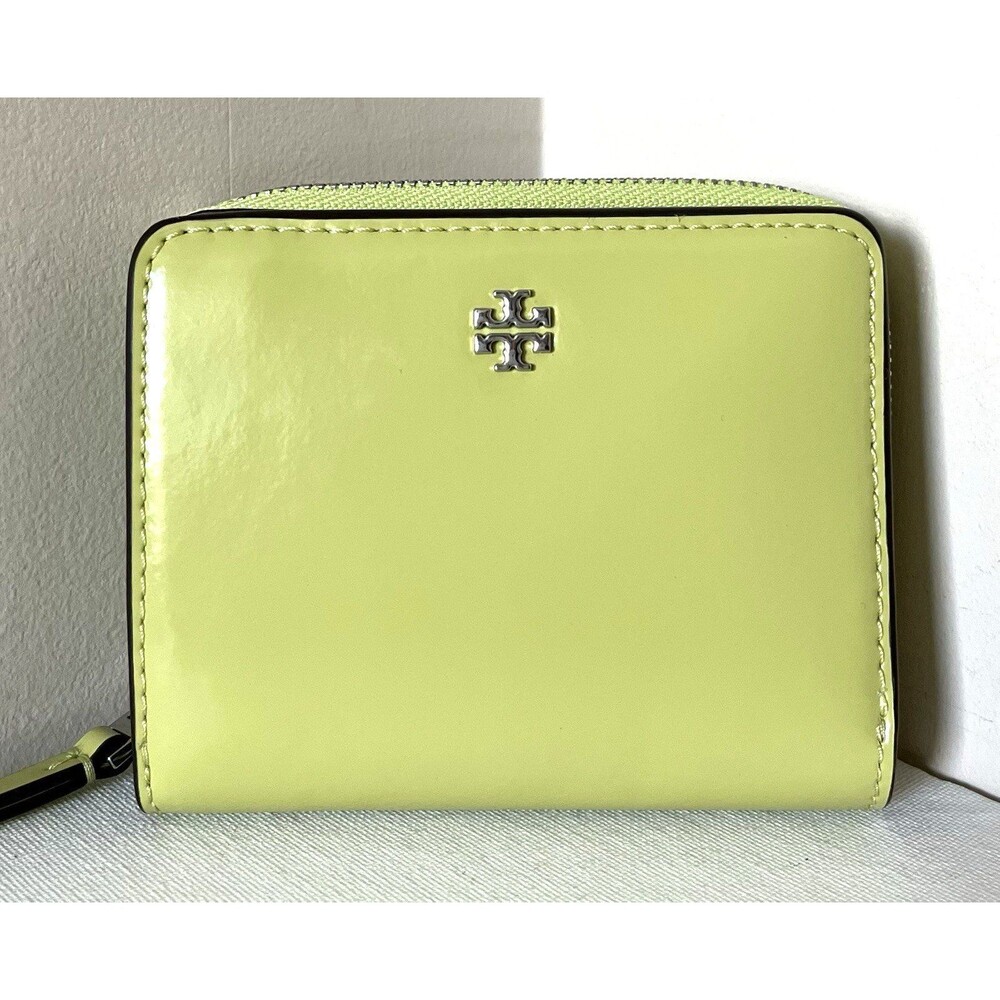 New Tory Burch Emerson Mini Patent Leather Wallet Candy Lime